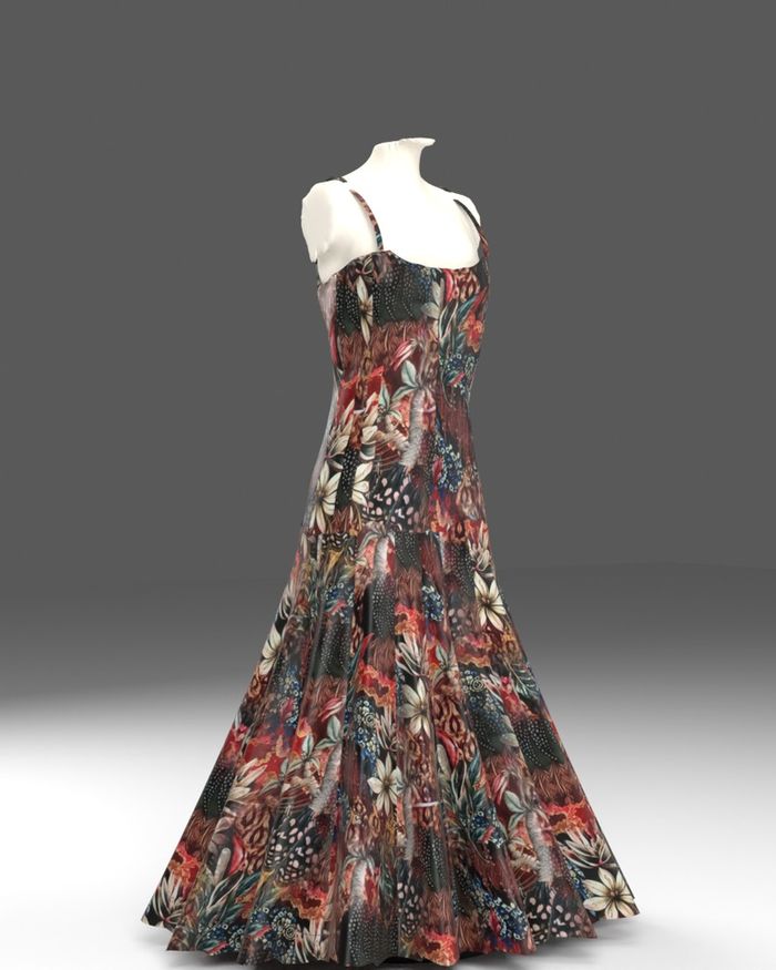 3D printed strappy maxi dress